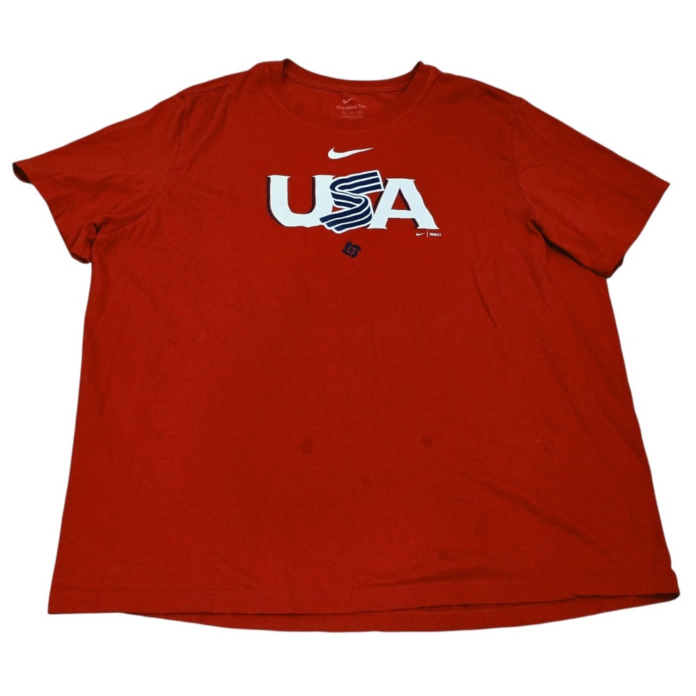 Nike USA Baseball T-Shirt Mens XXL Red Team USA WBC The Nike Tee N199-62Q-WBU